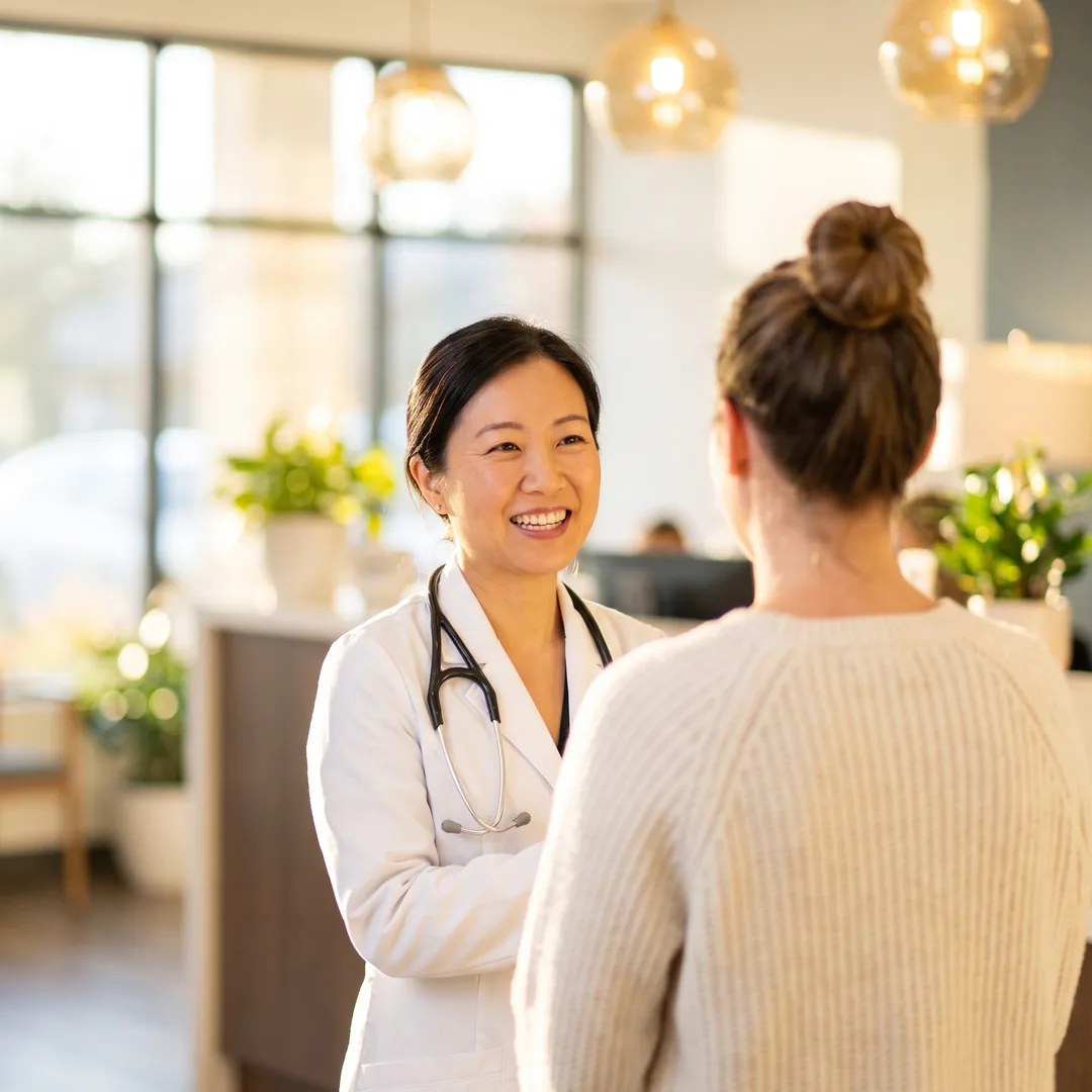 Physician talking with a patient about mental health