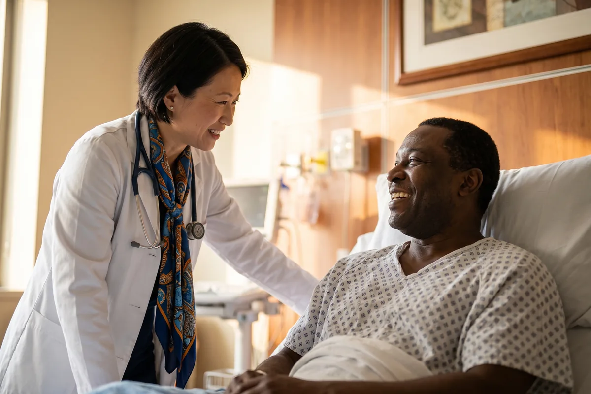 Internal medicine physician with a patient